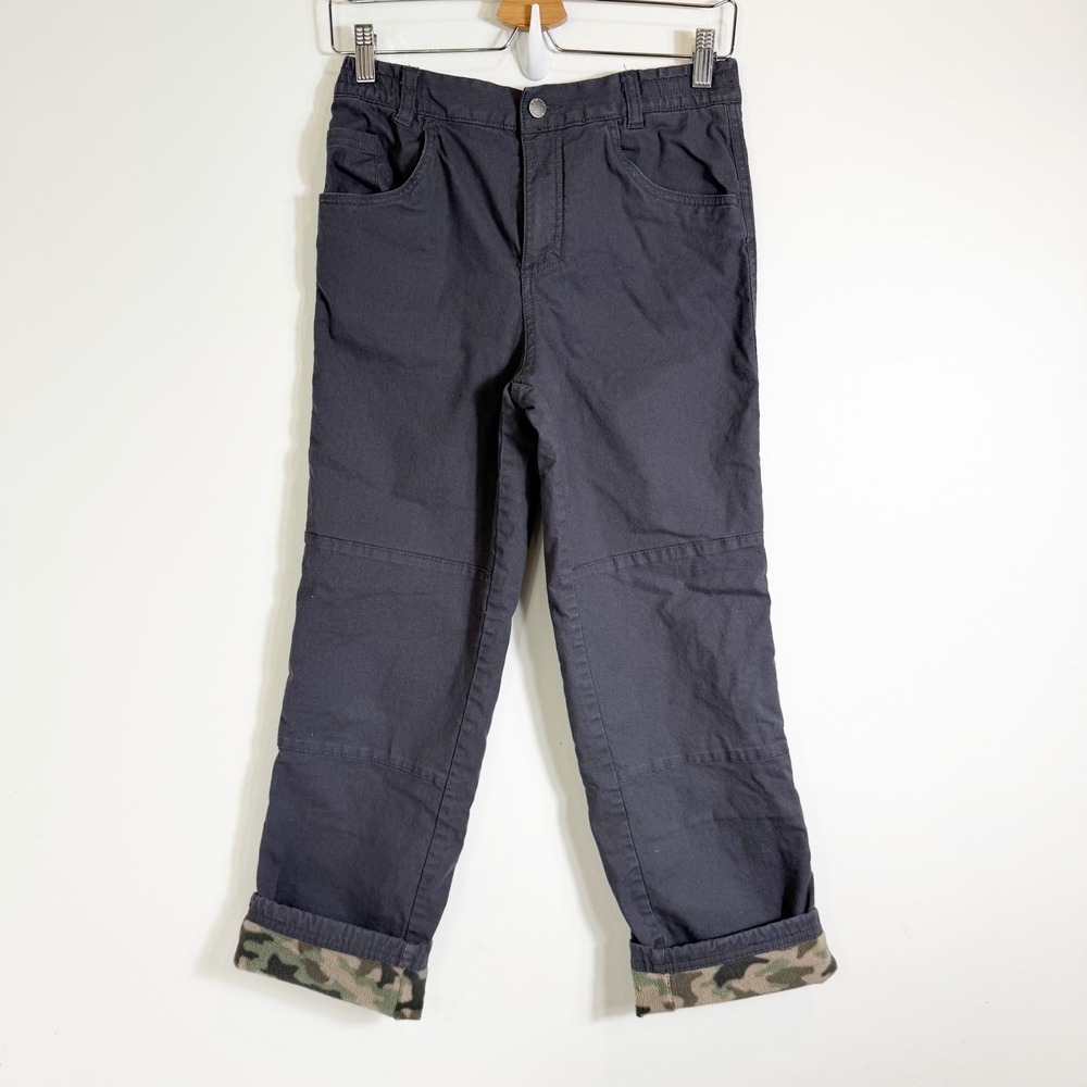 Columbia Fleece Lined Pants Boys Large 14/16 Dark Gray Camo Outdoor Trousers
